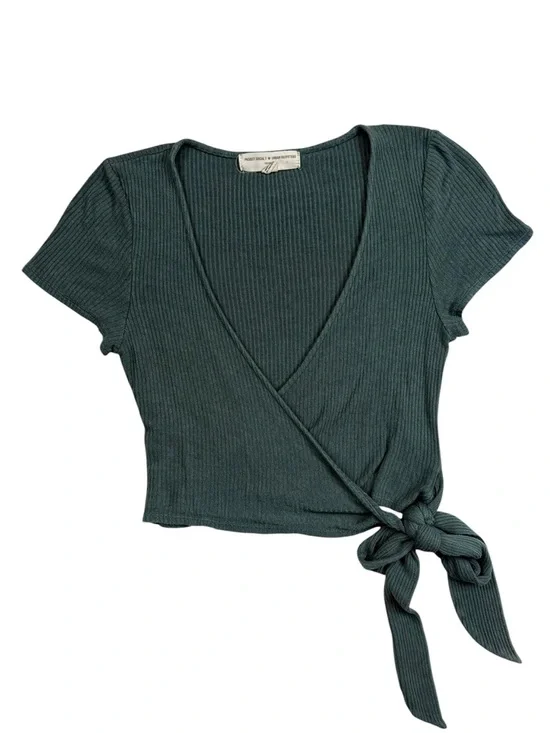 Project Social T x Urban Outfitters Ribbed Wrap Tie Crop Top Teal Green Small - Picture 3 of 9